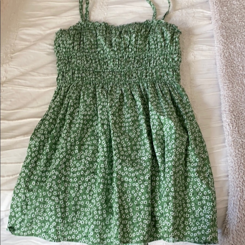Green floral sun dress
